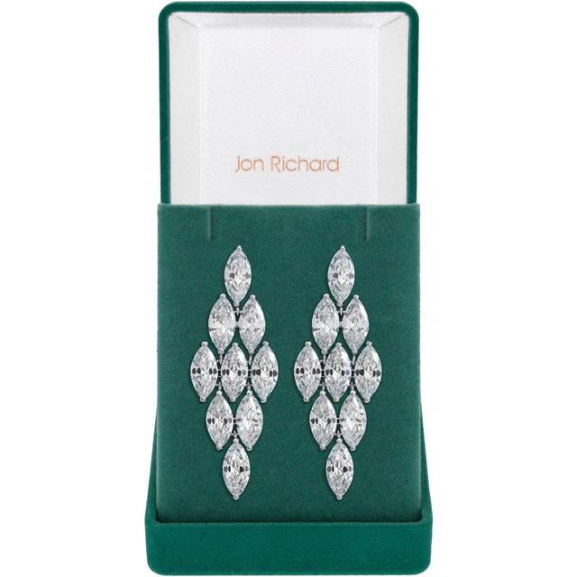 Jon Richard Jon Richard Rhodium Plated Statement Cubic Zirconia Earrings - Gift Boxed