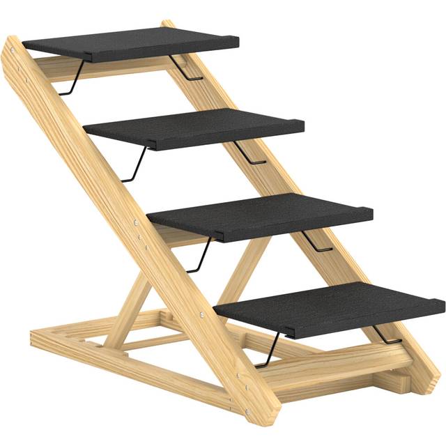 PawHut Dog Steps Dog Ramp - 4-Step Adjustable Height Pet Stairs for Large Dogs | TJ Hughes