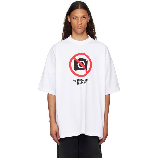 VETEMENTS White 'No Social Media' T-Shirt - White - XL