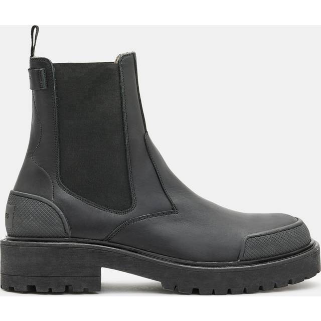 Allsaints Mens Black Matrix Logo-embossed Leather Chelsea Boots Eur 44 / 10 Uk Men - BLACK