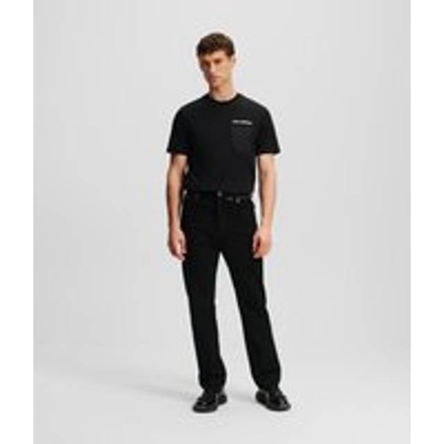 Karl Lagerfeld, Zip-detail Straight Jeans, Man, Black Denim, Size: 34