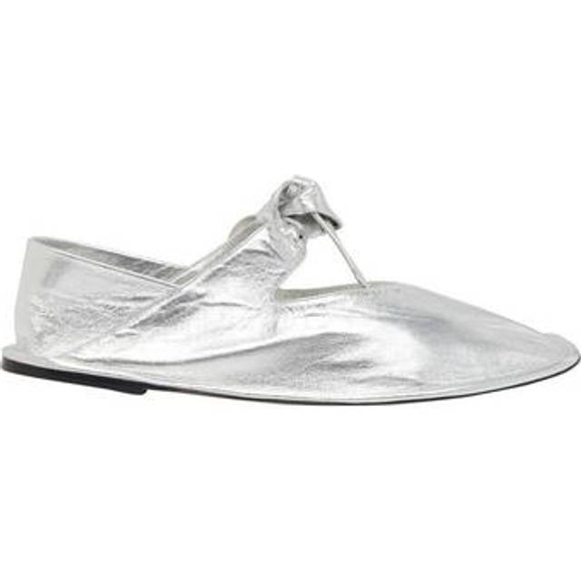 HEREU Silver Llasada Metallic Ballerina Flats - Light Silver - IT 39