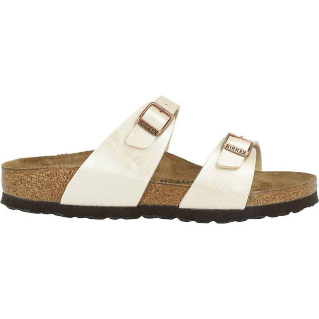 Birkenstock Sydney BS Birko-Flor Unisex Slides Graceful Pearl White Sandals - Medium x UK 5