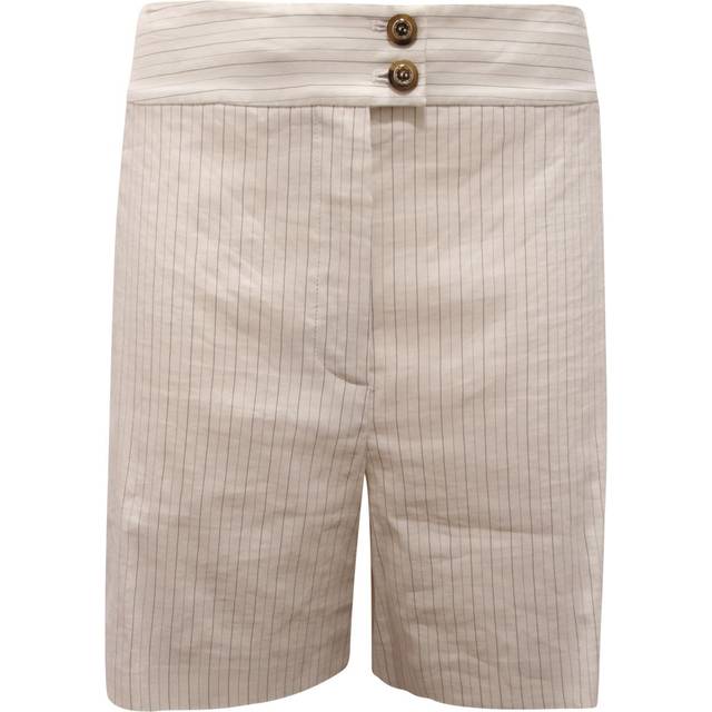PINKO, Short Shorts, female, White, M, Loquace Linen Blend Bermuda Shorts