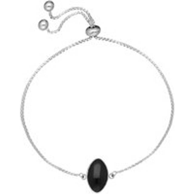 Sterling Silver Whitby Jet Portrait Marquise Adjustable Bracelet