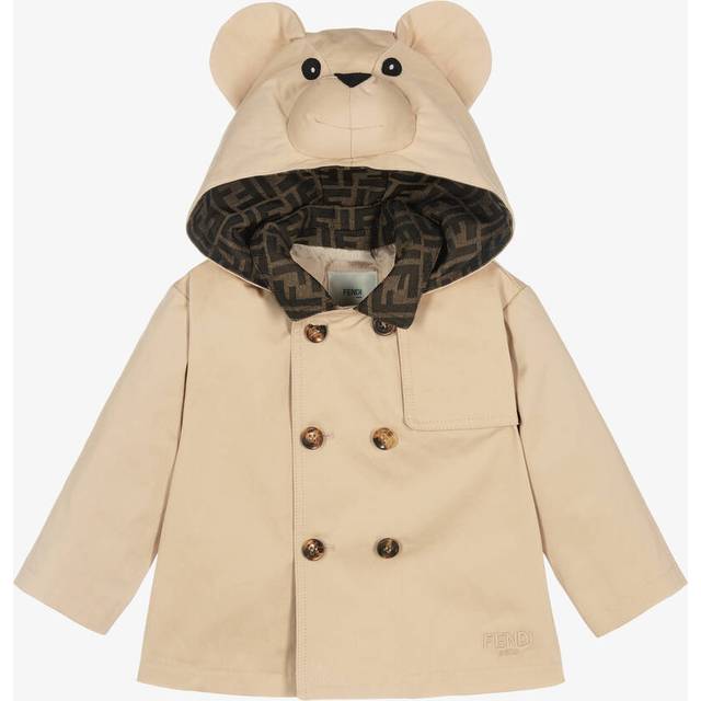Fendi Baby Beige Cotton Teddy Bear Trench Jacket - 18 month