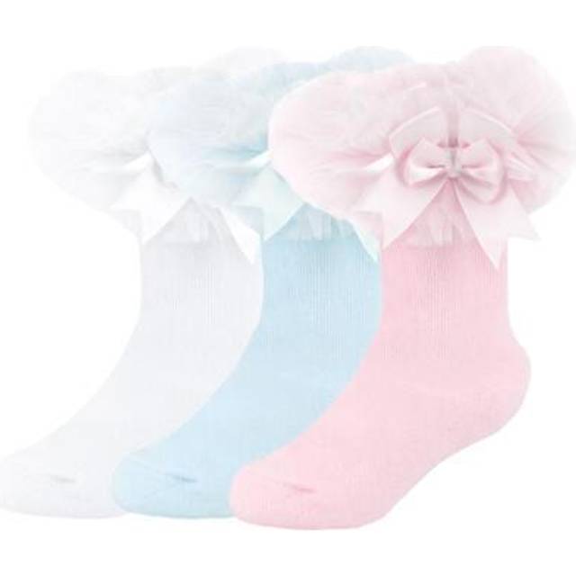 Infant toddler baby girls tutu socks with bow frilly cotton newborn socks