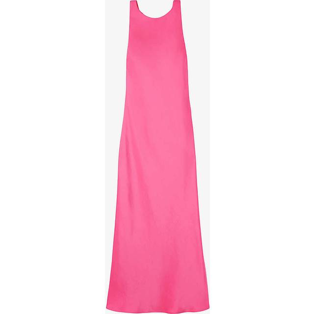 Claudie Pierlot Womens Roses Round-neck Slim-fit Sleeveless Satin Midi Dress 8 - ROSES