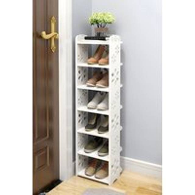 Living And Home Narrow Shoe Rack 7 Tier For Closet Entryway Tall Slim Vertical Shoe Rack For Small Spaces In White - One Size