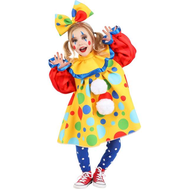 Toddler Posh Polka Dot Clown Costume | Kid's Clown Costumes - Blue&#47;Red&#47;Yellow (4T)