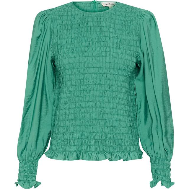 Soaked in Luxury, Blusar & Skjortor , Dam, S, Puffärm Smock Blus Flaskegrön - green (S)