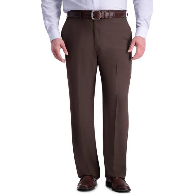 Haggar Men's Premium Comfort Classic Fit Flat Front Dress Pants-Regular and Big & Tall Sizes  Dark Chocolate BT  56W x 30L