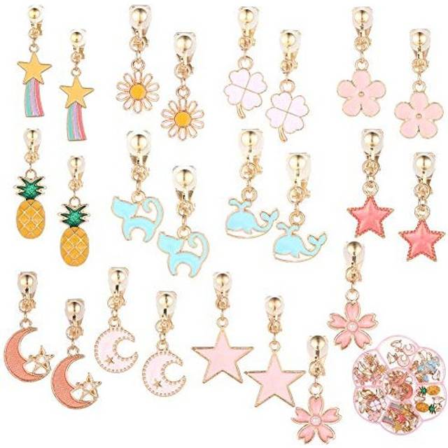 12 Pairs Clip on Earrings Dress up Princess Jewelry Accessories for Little Girls Kids Toddler Party Favors Birthdays Day Gift (multicolor#1)