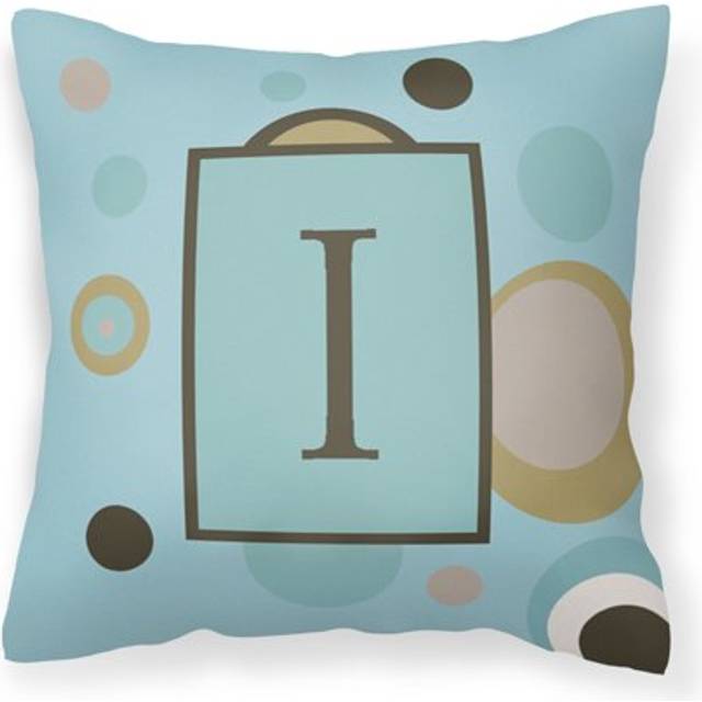 Caroline's Treasures CJ1013-IPW1414 Monogram Initial I Blue Dots Fabric Pillow  Large  Multicolor