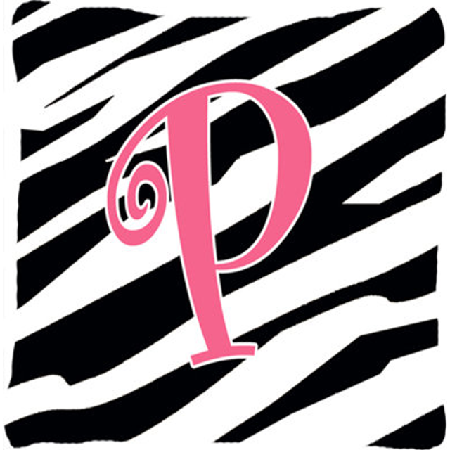 Caroline's Treasures CJ1037-PPW1414 Monogram Initial P Zebra Stripe and Pink Pillow  Large  Multicolor