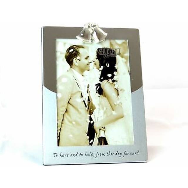 Shatchi - Joe Davies 615 5' x 7' Silver Photo Frame Double Bell on Top Wedding Present