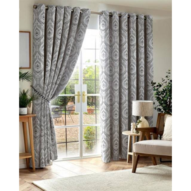 Victoria Triple Woven Ready Made Eyelet Blackout Curtains Silver