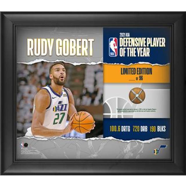 Rudy Gobert Utah Jazz Framed 15" x 17" Kia 2021 Defensive Player of the Year Collage with A Piece of Game-Used Net - Limited Edition of 96