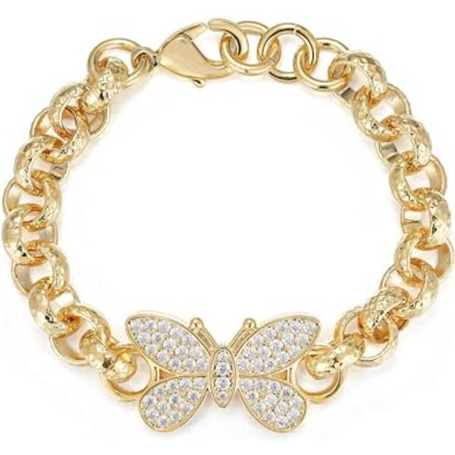 18k gf butterfly belcher bracelet cute girls children kids gal rolo heavy filled
