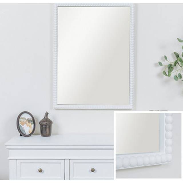 Rectangle White Bobbin Bobble Wall Mirror 62cm x 82cm Material: Mirrors