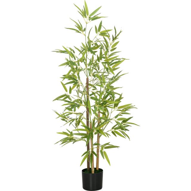HOMCOM Artificial Plant Bamboo Artificial Tree Height 120 cm with Pot, Green