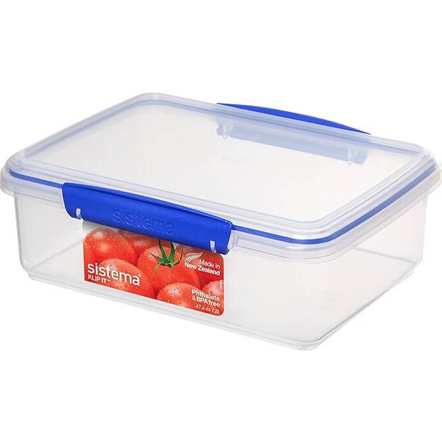 Sistema KLIP IT Food Storage Container 2 L Airtight & Stackable Meal Prep Container Lid School Lunch Box BPA-Free 1 Count Blue