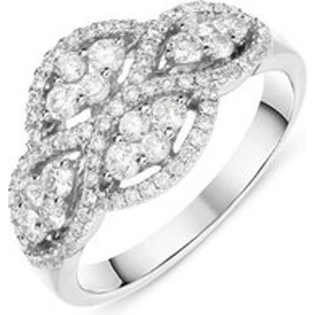 18ct White Gold 0.79ct Diamond Pave Set Cluster Ring - M