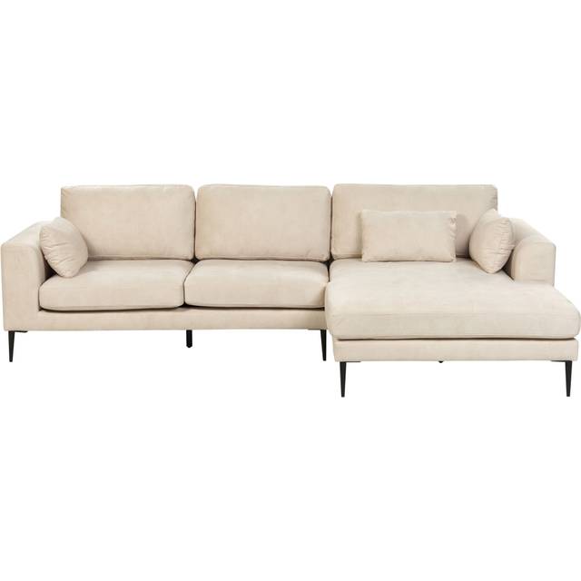 Velvet Left Hand Corner Sofa Cream FLAM
