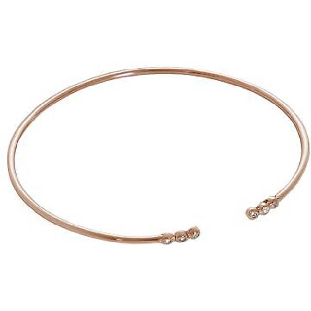 Rose Gold Plated Sterling Silver Tiny Round CZ Cuff Bangle