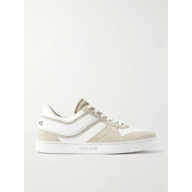 CELINE HOMME - Suede-Trimmed Leather Sneakers - Men - Neutrals - EU 42