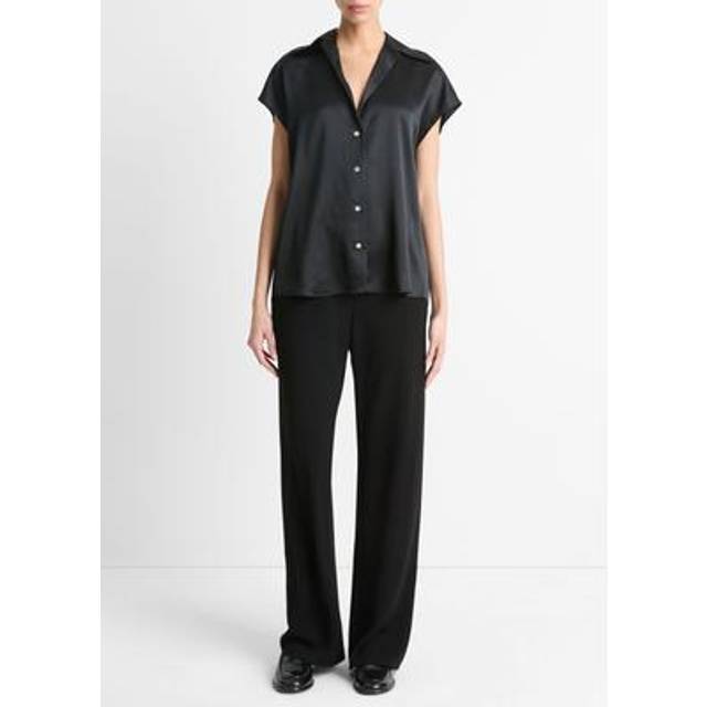 Vince Ruched silk satin top - black (UK 12)