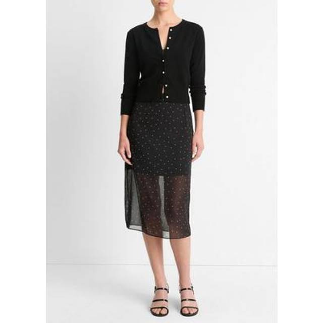 Vince Sheer Dot Silk-Blend Straight Skirt