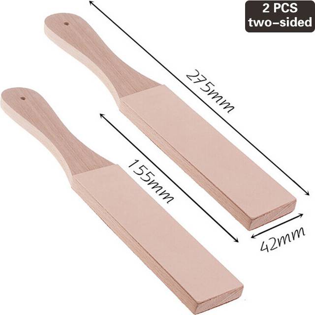 (a-27.5 YUANSE 2 pcs S) Genuine Leather Straight Razor Folding Knife Sharpening Shave Sharpener Sharpening Belt polishing Leather and polishing paste