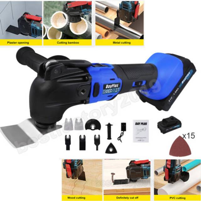 Oscillating Sander Grinder Scraper Cutter Multi-Tool Saw Blades Battery Charger