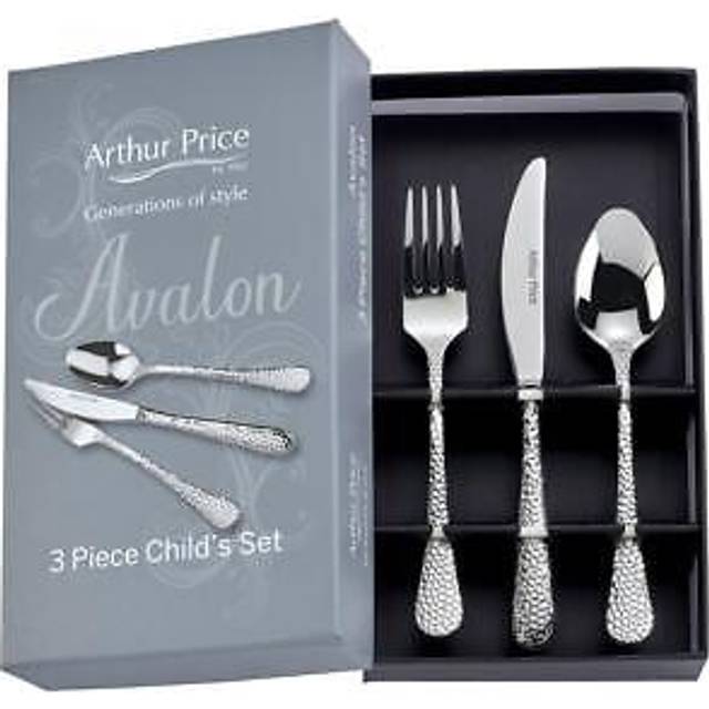 'Avalon' Stainless Steel Gift Boxed Childrens Cutlery Set Knife Fork Spoon - Grey - One Size