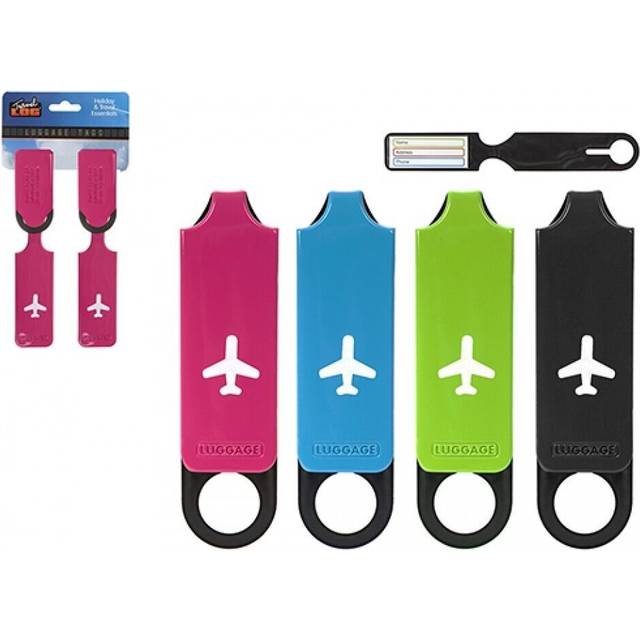 Plane logo pvc travel luggage tags pack of 2 black pink green blue