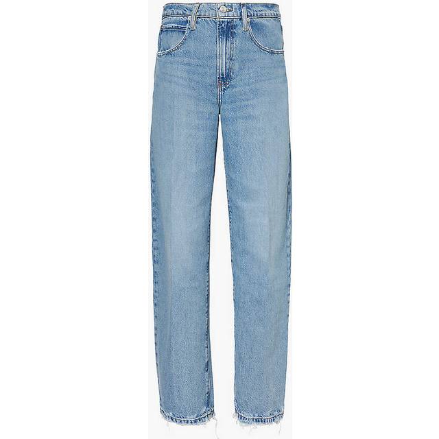 Frame Womens Ziggy Low Slung Barrel Distressed Straight-leg High-rise Recycled-denim Jeans 29