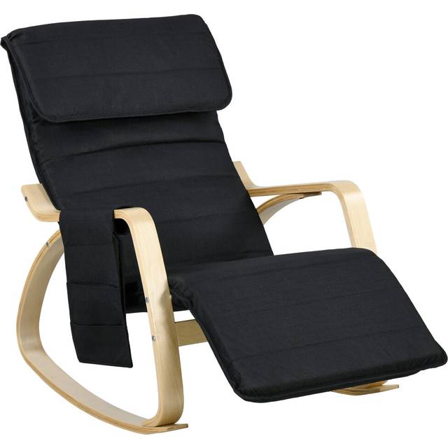 HOMCOM Black Rocking Recliner Lounge Chair with Adjustable Footrest - 25 x 58 x 83cm