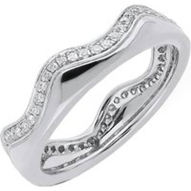18ct White Gold 0.24ct Diamond Wave Stacking Ring - White Gold