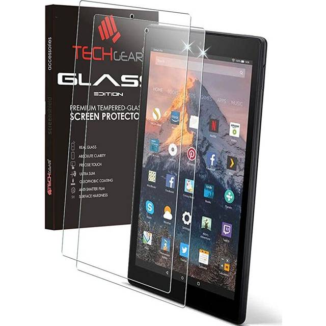[2 Pack] TECHGEAR GLASS Edition fits PREVIOUS Amazon Fire HD 10 (9th & 7th Gen / 2019 & 2017) Genuine Tempered Glass Screen Protector