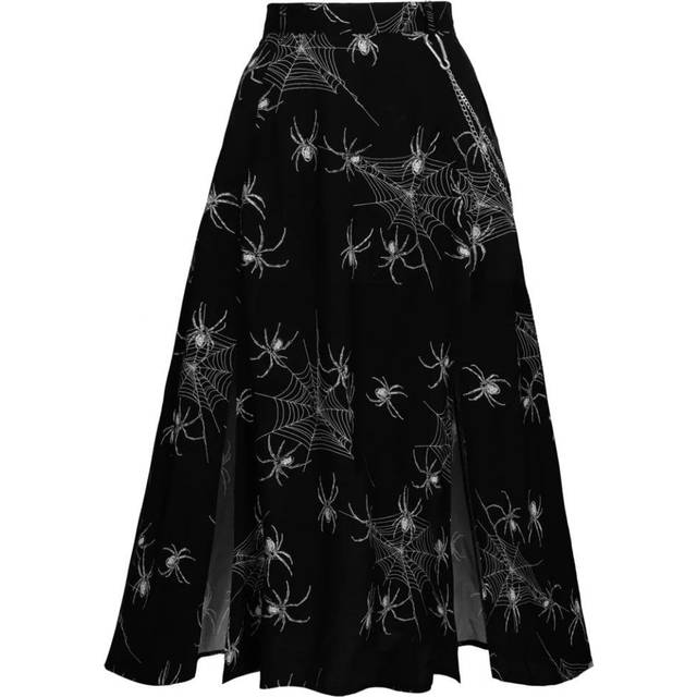 Hell Bunny Grungy Spider Skirt Medium-length skirt black white