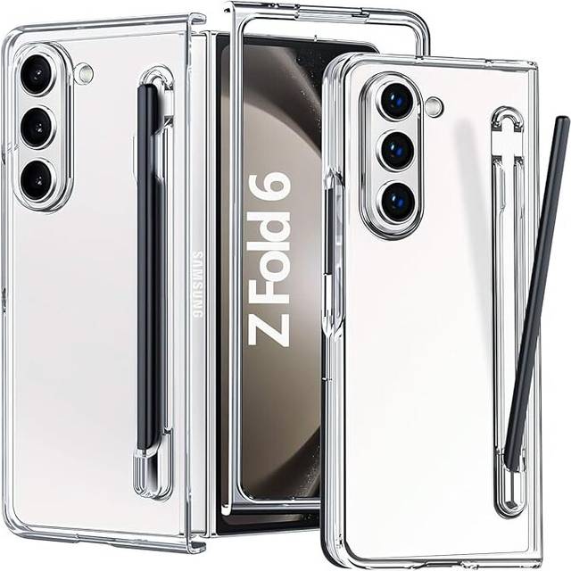 Samsung Galaxy Z Fold 6 with S Pen and Holder Slot,Galaxy Z Fold6 Phone Case Built-in Screen Protector  for Samsung Fold 6 5G,Crystal Clear