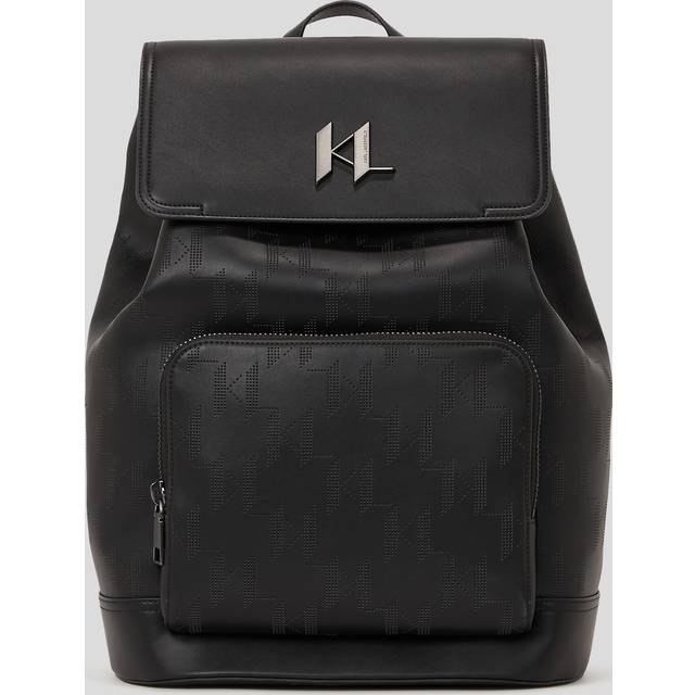 Karl Lagerfeld, K/plak Perforated Backpack, Man, Black, Size: One size