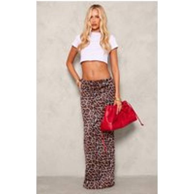 Tall Leopard Print Lined Mesh Maxi Skirt, Animal - 10