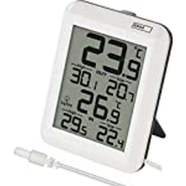 EMOS Digital termometer, utomhustermometer/inomhustermometer med 0,9 m kabelsensor och 24 timmars minnesfunktion, °C/°F, batteridriven