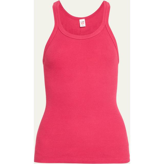 Re/Done Ribbed-knit cotton jersey tank top - red (UK 14)