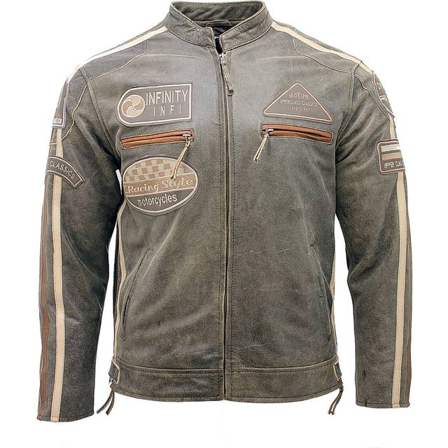 Men's real soft racing brown nappa leather biker jacket