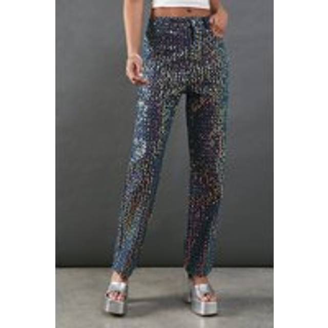 Warehouse Womens Sequin Straight Leg Jeans - Indigo Blue Cotton - Size 10 Regular
