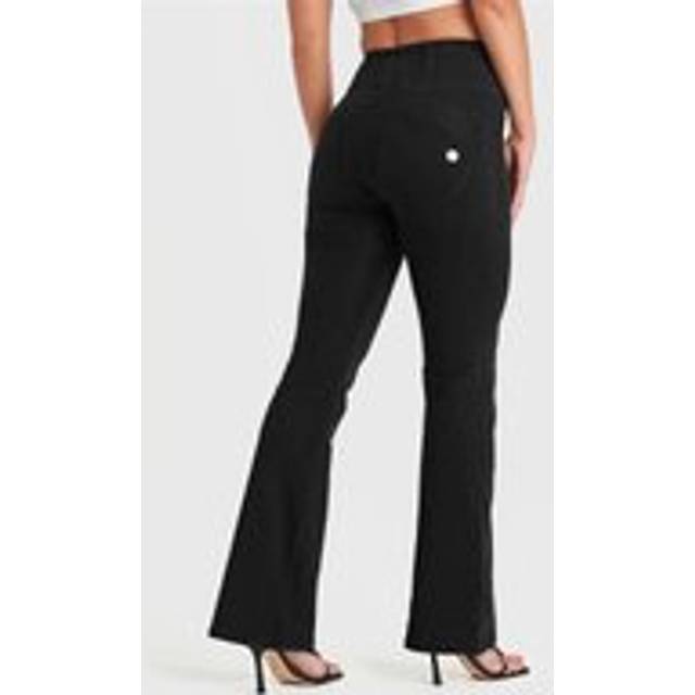 Freddy Wrup Denim With Front Pockets - Super High Waisted - Flare - Black + Black Stitching  - Black, 10