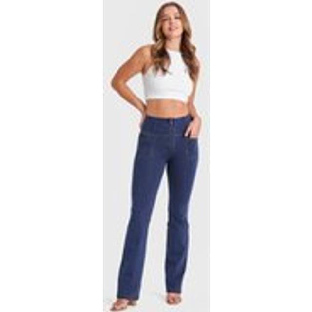 WR.UP Denim with Front Pockets Super High Waisted Flare Jeans - Dark Blue